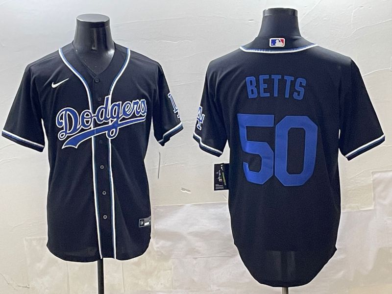 Men 2025 Los Angeles Dodgers #50 Betts Black Three generations Fashion Nike MLB Jersey style 9->los angeles dodgers->MLB Jersey